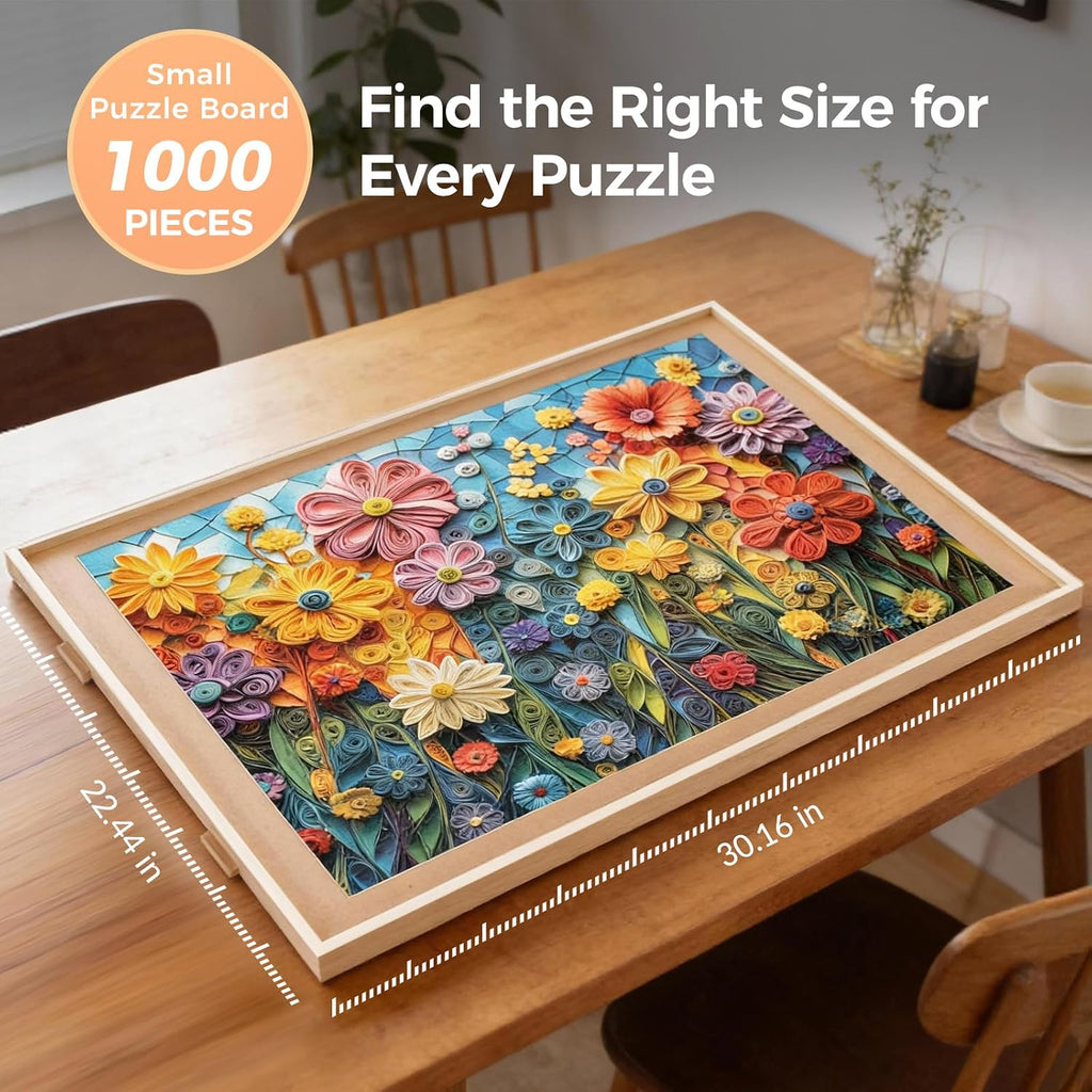ALL4JIG 1000 Piece Rotating Puzzle Board with 4 Drawers 22.44"x30.16"Portable Wooden Jigsaw Puzzle Table for Adults,Lazy Susan Spinning Puzzle Boards Birthday Gift for mom,Surface for Bricks Building