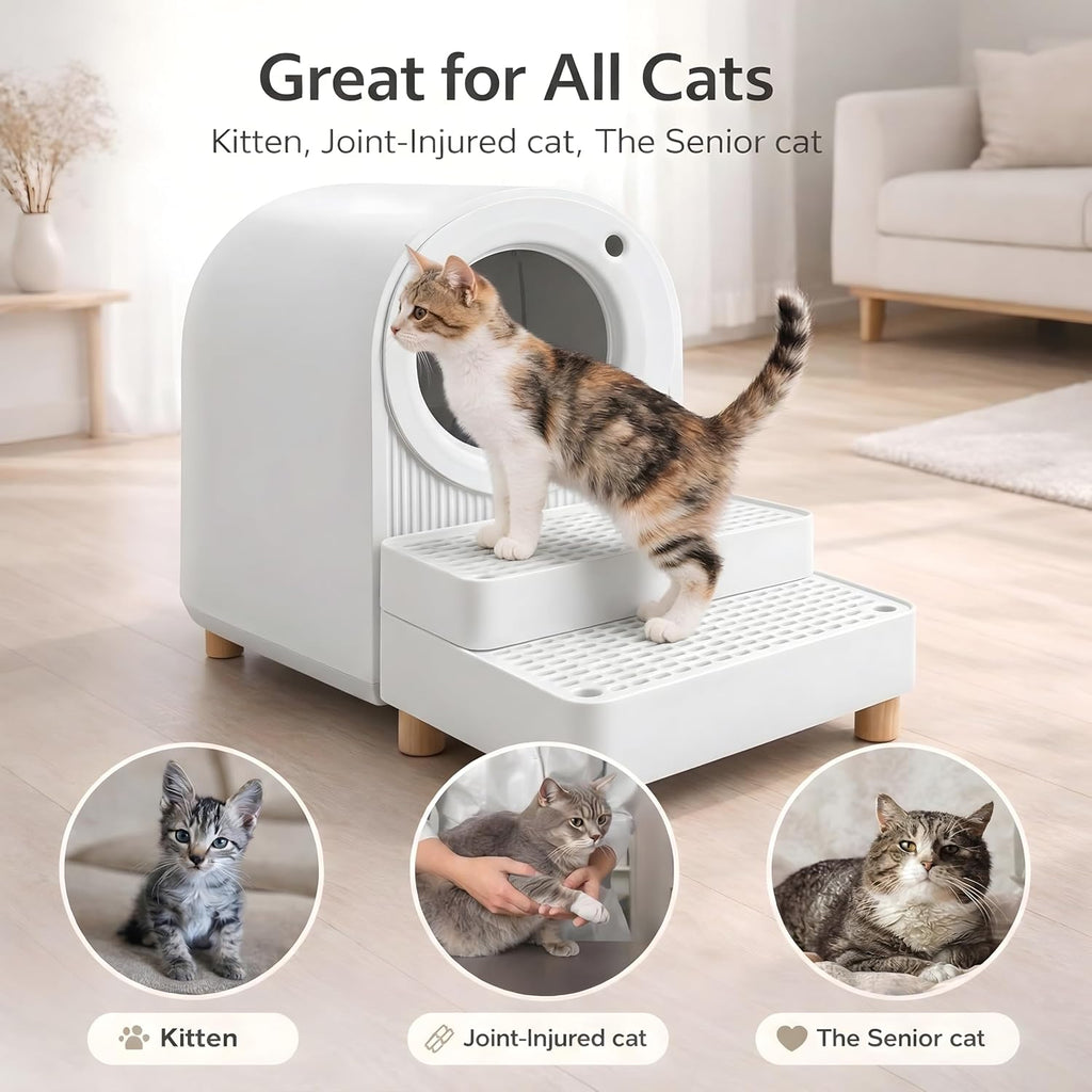 Cat Litter Box Ramp, 2-Step Automatic Litter Box Step Stool