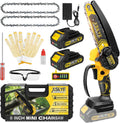 XSEYE 6-Inch Mini Chainsaw Cordless, Handheld Electric Saw with 2 Batteries