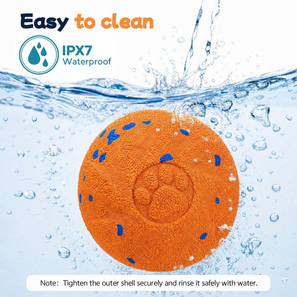 Interactive Moving Dog Toy Ball, 3 Automatic Bouncy Modes, Durable E-TPU Material for Chewing, Rechargeable and IPX7 Waterproof, Enrichment Smart Fetch Toy for Medium Large Dogs (Orange)