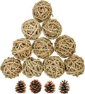 10 Pcs Small Animals Play Balls Rolling Activity Chew Toys Gnawing Treats for Rabbits Guinea Pigs Chinchilla Bunny Natural Balls, Pet Cage Entertainment Accessories(10Pcs)
