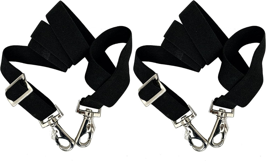 Majestic Ally Pack of 2 Adjustable Length Horse Blanket Sheet Replacement Elastic Leg Strap with Double Swivel Snaps (Black)