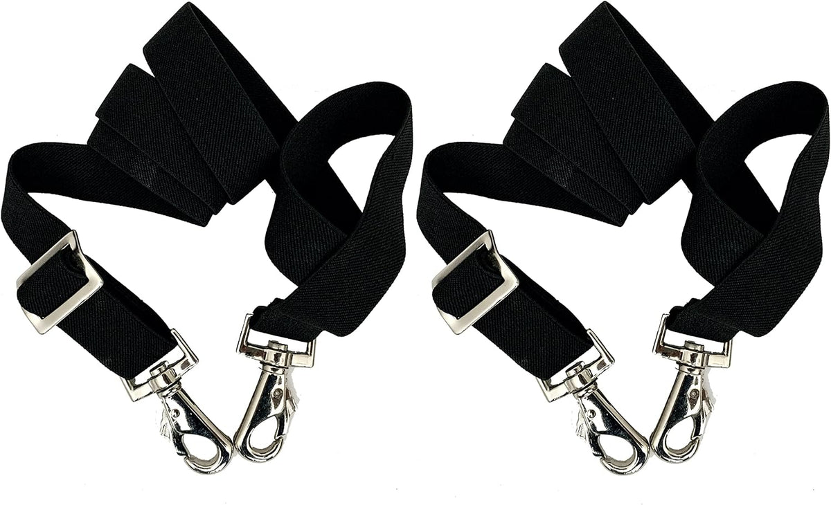 Majestic Ally Pack of 2 Adjustable Length Horse Blanket Sheet Replacement Elastic Leg Strap with Double Swivel Snaps (Black)