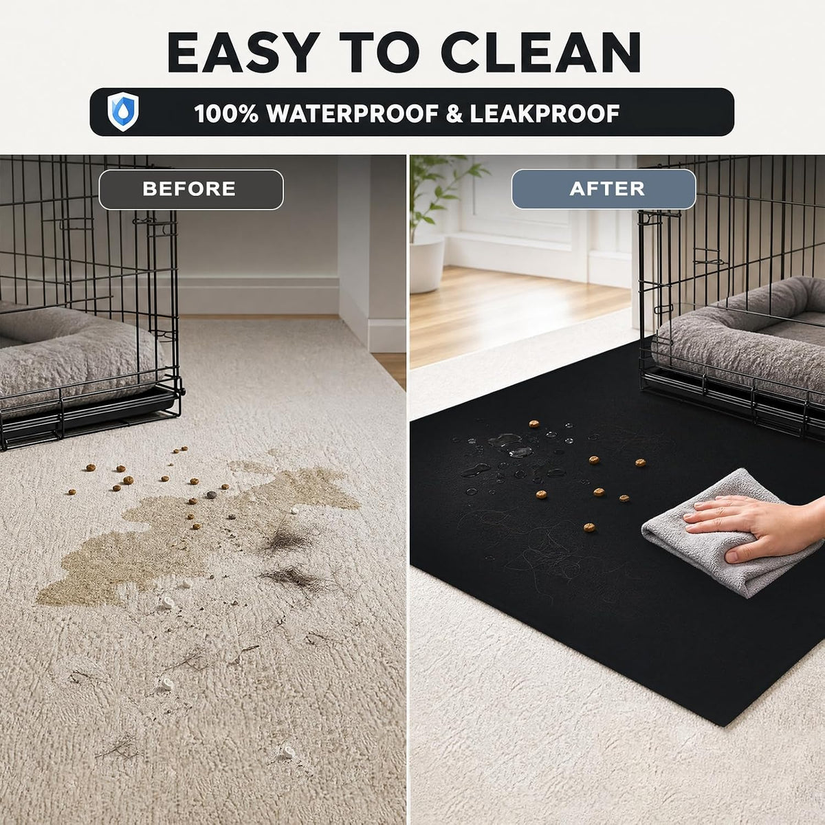 Dog Crate Floor Protector Mat Waterproof PVC Kennel Mat 46" x 60"