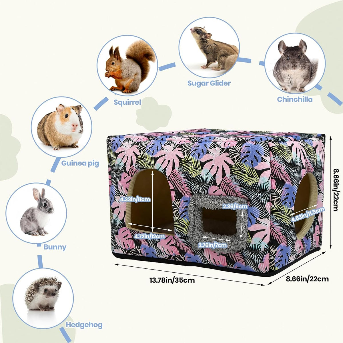 Guinea Pig Hideout, Washable Guinea Pig House, Pink Floral