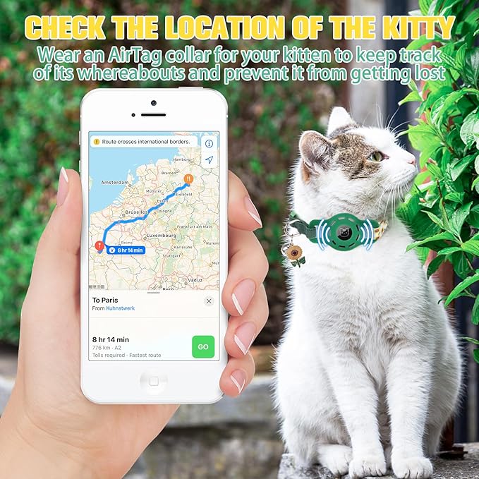 BINGPET AirTag Cat Collar with Bells, Upgraded Safety Elastic Cat Collar with - Image 3