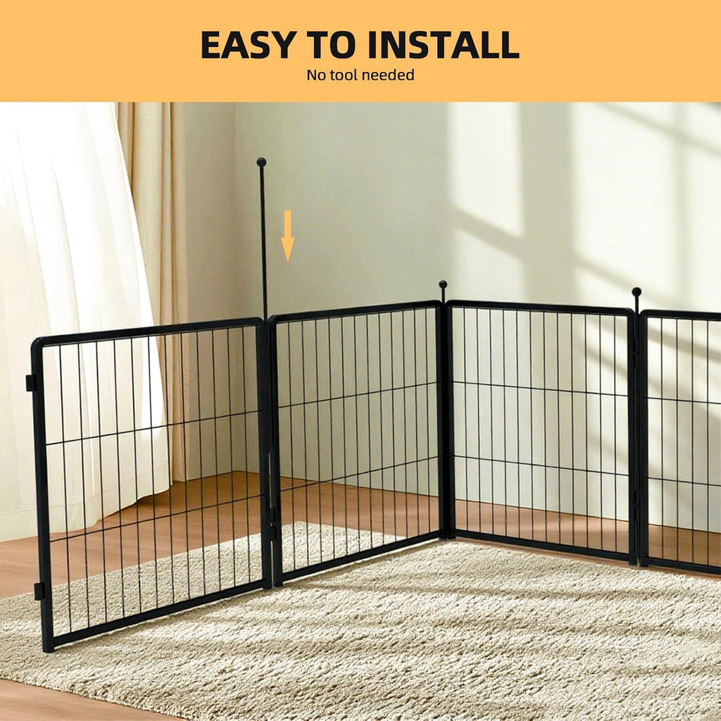 Dog Playpen Indoors/Outdoor, 24 inch 8 Panels Dog Play Pen for Small Dogs, Rustproof Metal Pet Fence for RV Camping/Yard/Garden