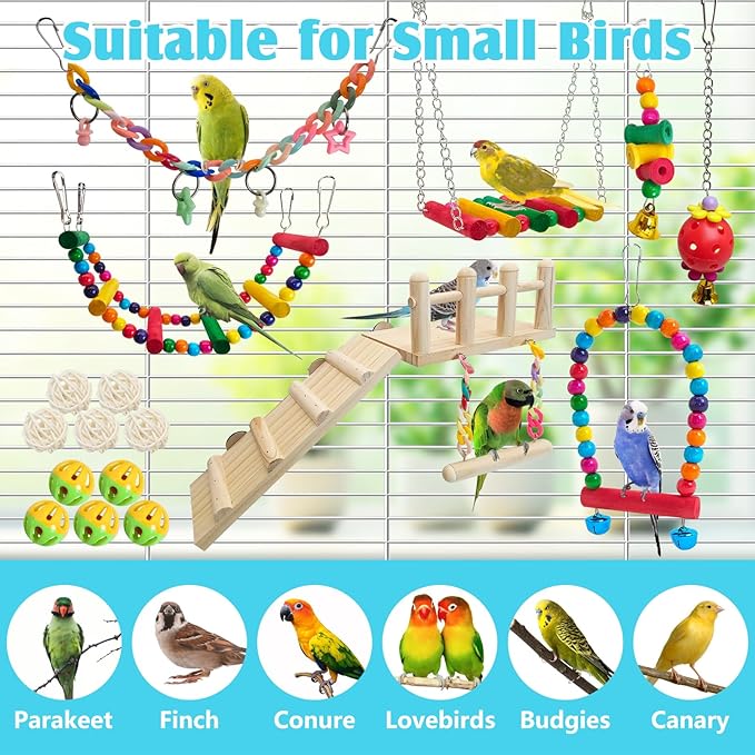 Hamiledyi 17Pcs Parrot Swing Toys Perches Platform - Image 8