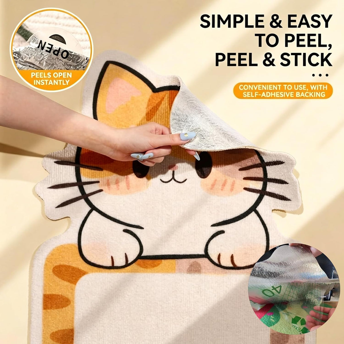 Wall Mounted Cat Scratching Pad with Back Adhesive Self Adhesive Cat Scratcher Board for Wall Door Sofa Floor Extra Large Durable Cat Scratcher Mat Indoor Cats for Cat Lovers
