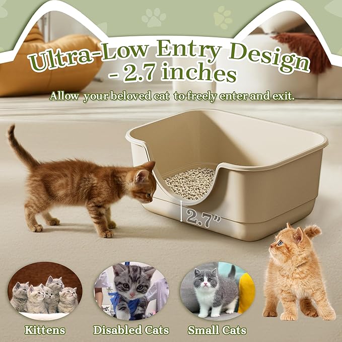 Low Entry Small Litter Box for Kittens, Kitty Plastic Litter Boxes, Open Top - Image 2