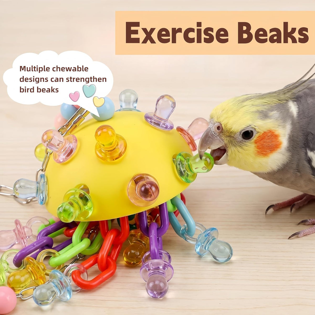Bird Plastic Toys with Acrylic Pacifiers and Bell