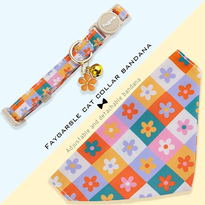 Faygarsle 2 Pack Floral Pattern Cat Collar Set - Image 6