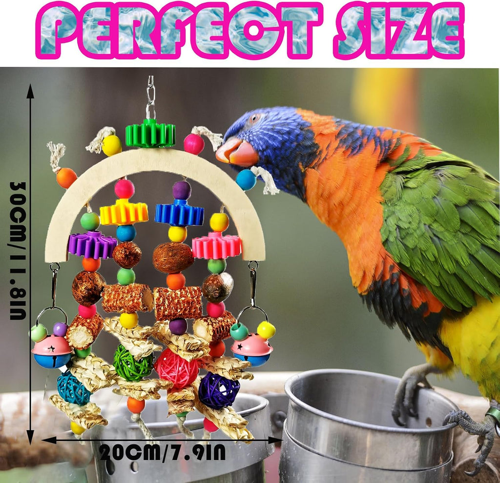 Wooden Parrot Chew Toy, Hanging Foraging Toy for African Grey & Macaw Birds