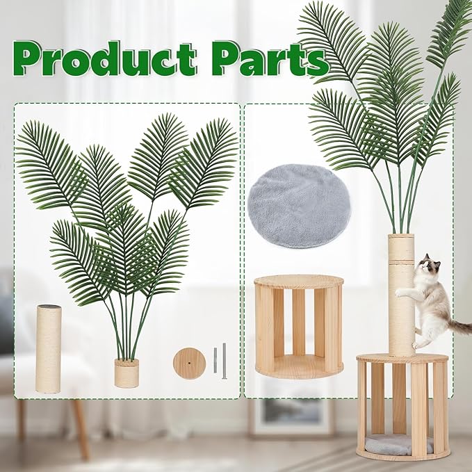 82.7'' Tall Modern Cat Tree for Indoor Cats, Artificial Areca Palm Tree Cat - Image 8