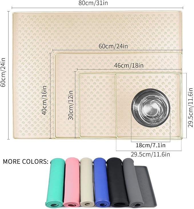 Ptlom Pet Placemat for Dog and Cat, Waterproof Non-Slip Silicone Feeding Bowl - Image 2