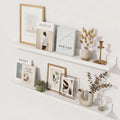 Picture Ledge Shelf, 28'' White Floating Shelves with Lip Set of 2