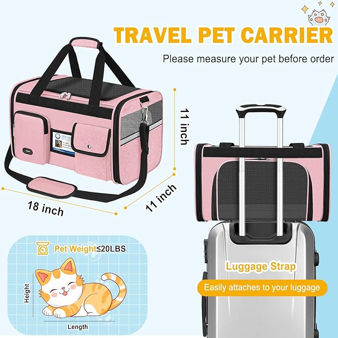 HUANLANG Soft-Sided Cat Carrier Airline Approved, Dog Carriers - Image 5