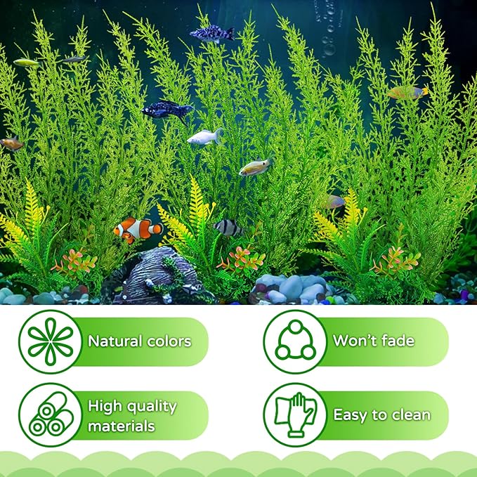 Fish Tank Accessories Large Plants, Aquarium Decor Plastic Plants 3pcs - Image 3