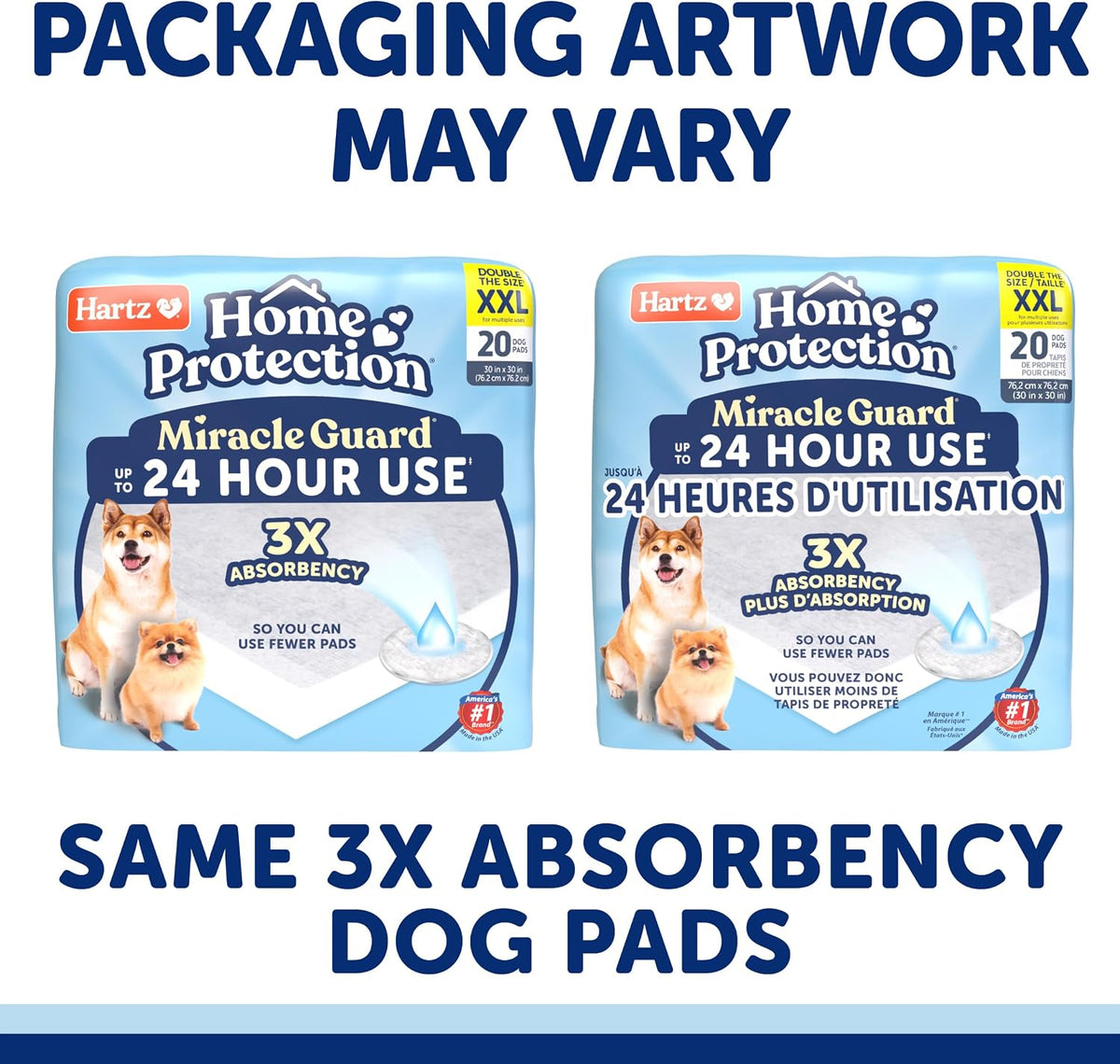 Hartz Miracle Guard Dog and Puppy Dog Pads Max Absorbency 24 Hour Use Odor Eliminating No Leaks, 2XL Size 20 Count
