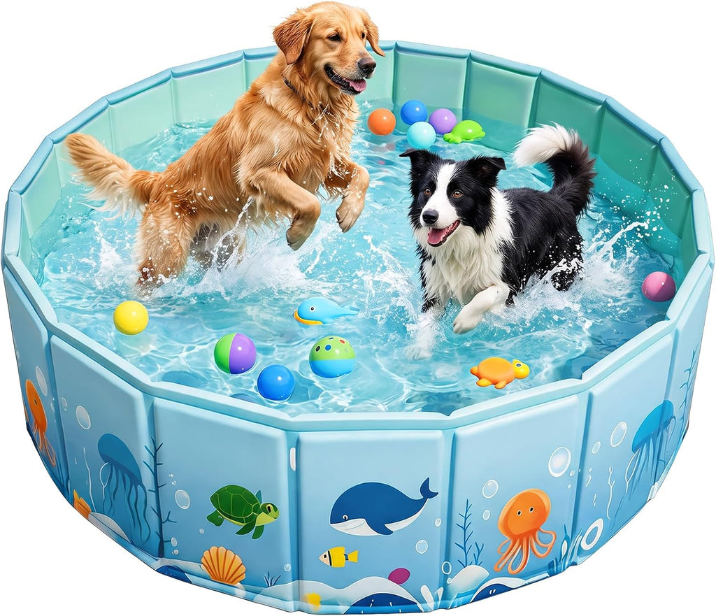 CHEERON Foldable Collapsible Large Dog Pool Puppy Bath Tub Pet Bathtub