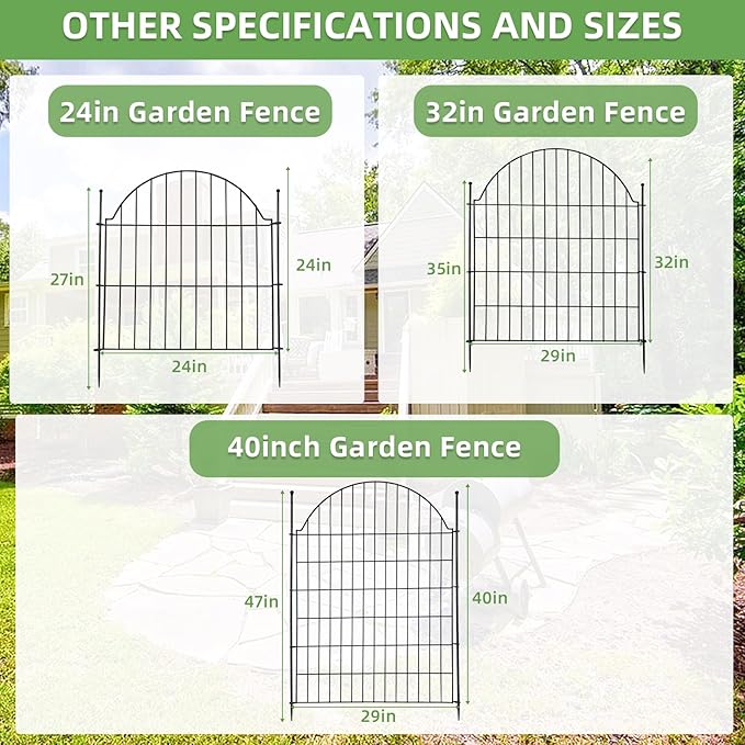 10 Panels No Dig Decorative Outdoor Garden Fence, 24in x20ft Animal Barrier - Image 7