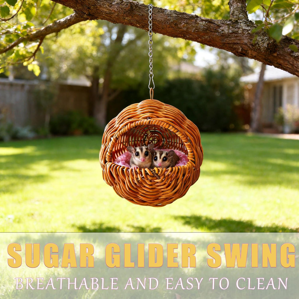 Squirrel Hammock Sugar Glider Nest - Soft Squirrel Bed Nest, Cage Accessories, Accessories for Sugar Glider Cage, Small Animal Hanging Habitat Hammock