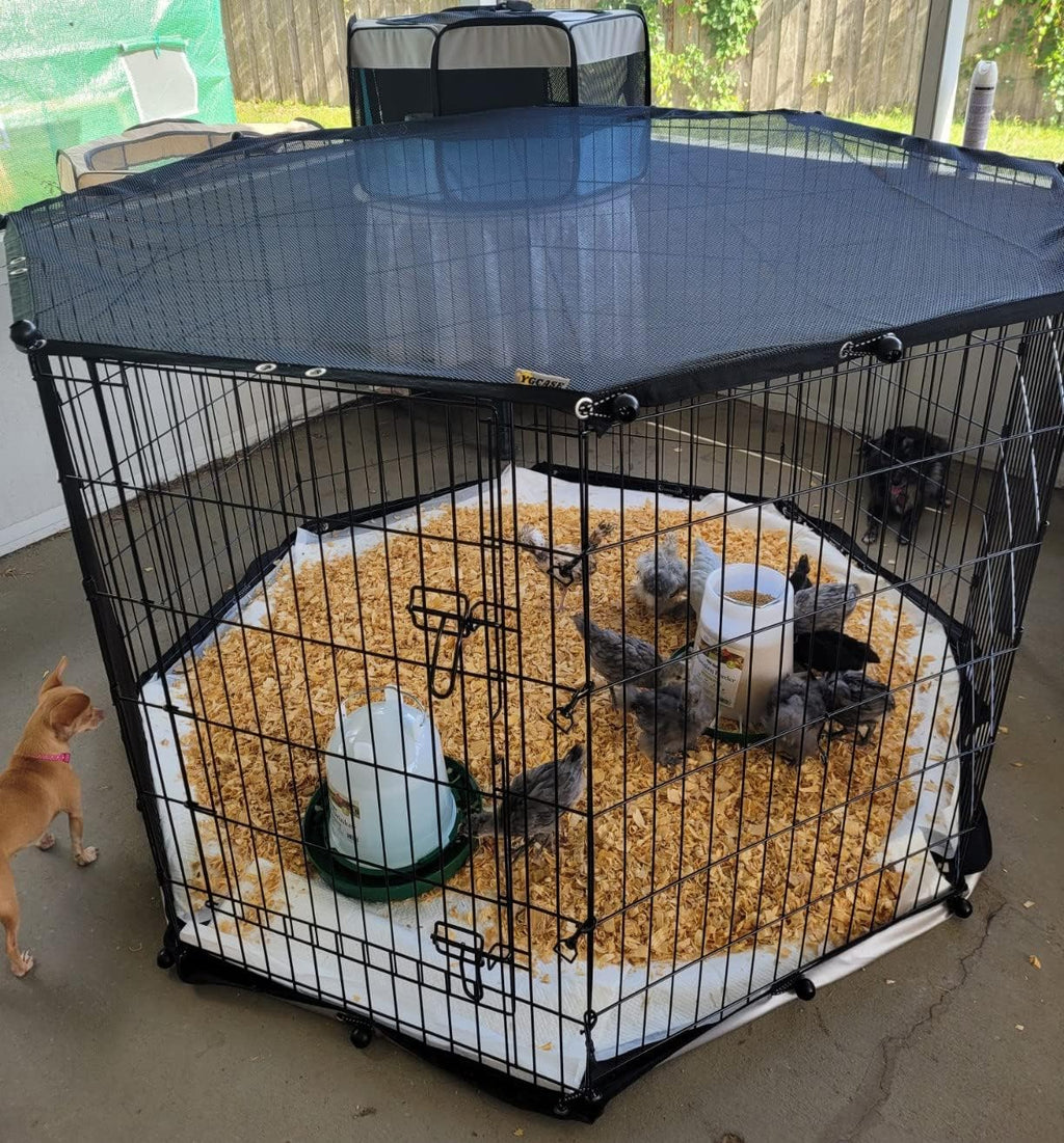 Universal Octagonal Dog Playpen Top Cover, Provide Shade and Security for Pets Outdoor and Indoor, Fits All 24" Wide 8 Panel Pet Exercise Pen (8x24 W Cover, Mesh)