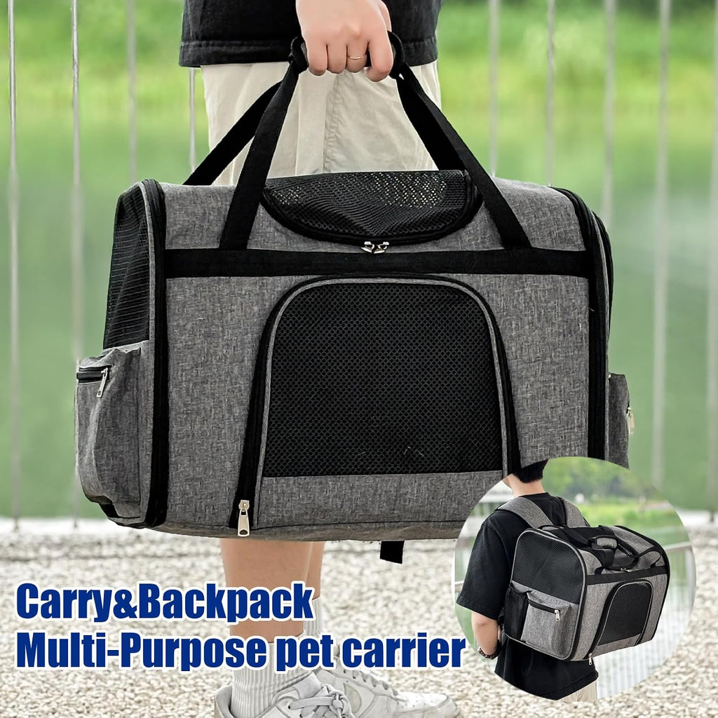 pet Bag Multi Purpose pet Bag Collapsible Portable for Dog cat go Out Traveling Carrier Backpack for Secret Adventures Cat and Dog (Black, S:17.7"X10.6"X12.6”)