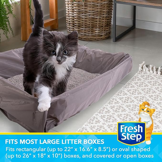 Fresh Step Jumbo Drawstring Cat Litter Box Liners, Unscented Heavy Duty Kitty - Image 4