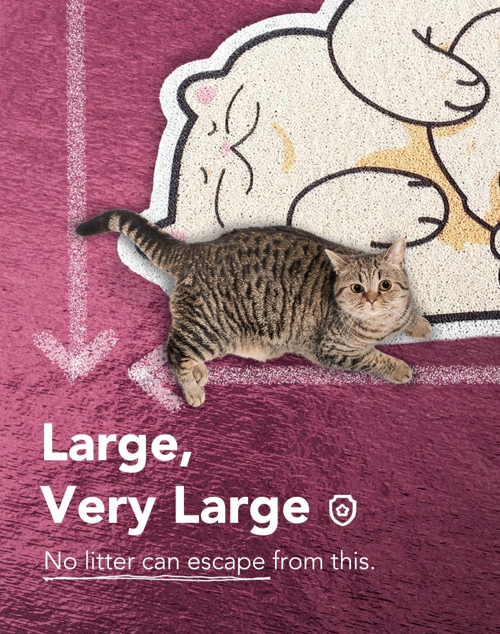 Lukamoo® Cute Cat Litter Mat (30’’x20’’), Large/L, for Kitty Litter & Cute Cat Litter Box