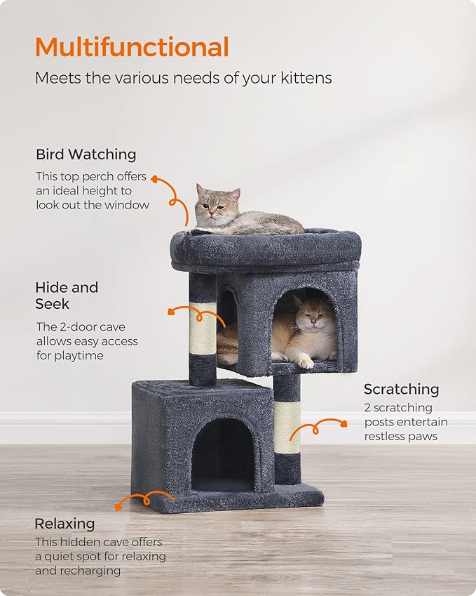 Feandrea Cat Tree, 26.4-Inch Cat Tower, Plush Condo - Image 4
