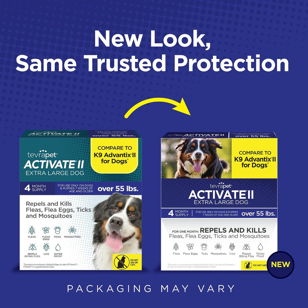 TevraPet Activate II Flea and Tick Prevention for Extra Large Dogs 55+ lbs