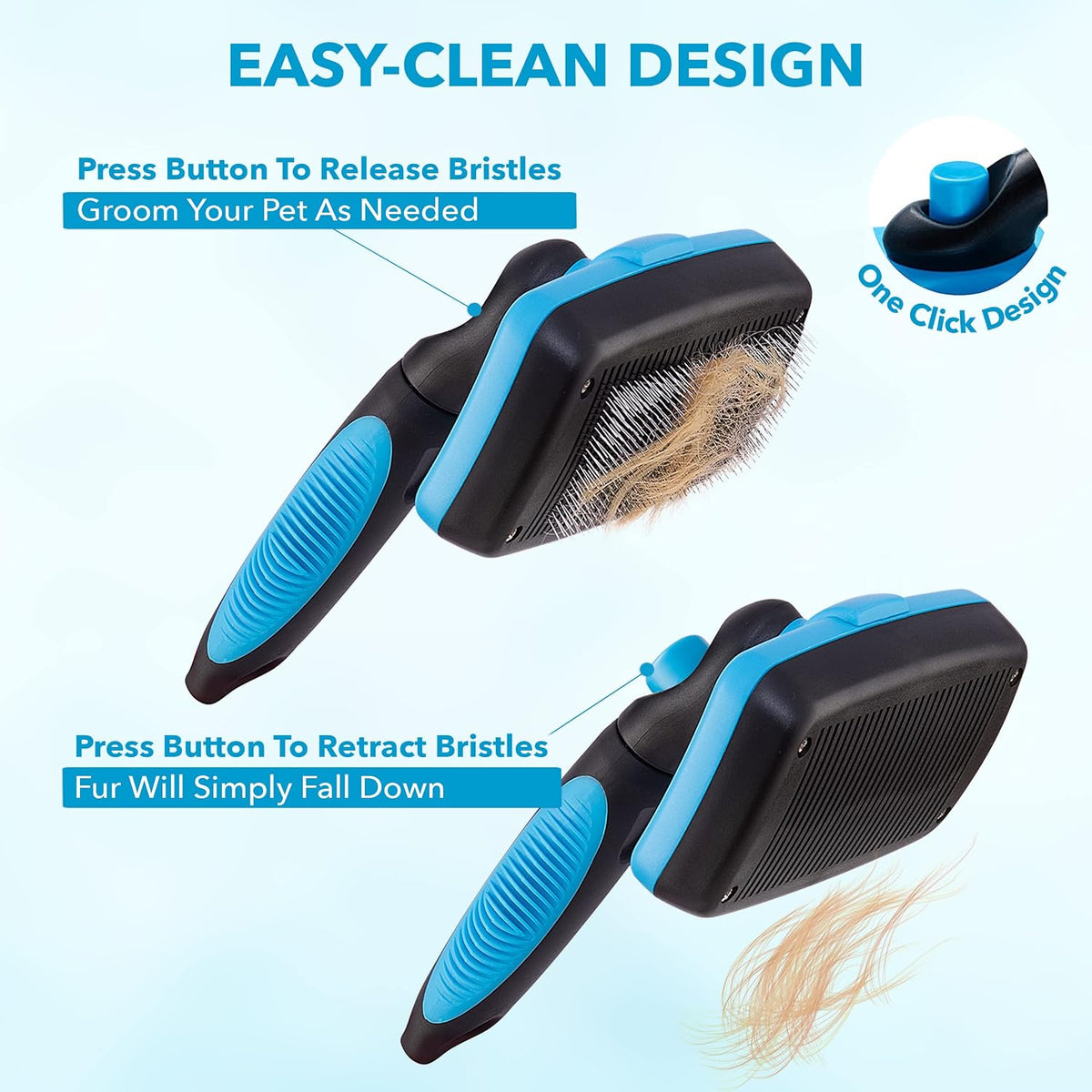 BOSHEL Slicker Brush for Dogs, Cats & Pets - Self Cleaning Grooming Brush for Long & Short Hair, Doodles, Poodles, Large & Small Breeds