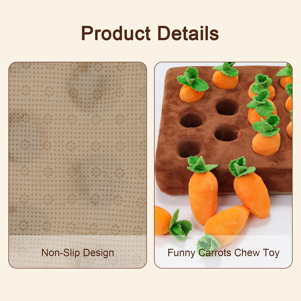 Snuffle Mat & Carrot Puzzle Toy for Dogs, Enrichment Toys with 12 Carrots
