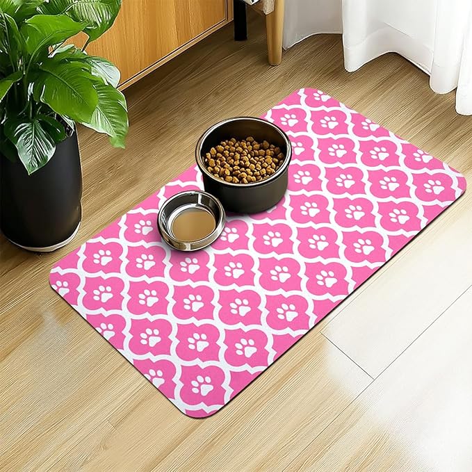 Dog Food Mat 12X20 Inch Pet Feeding Absorbent Mats by Xspatroias