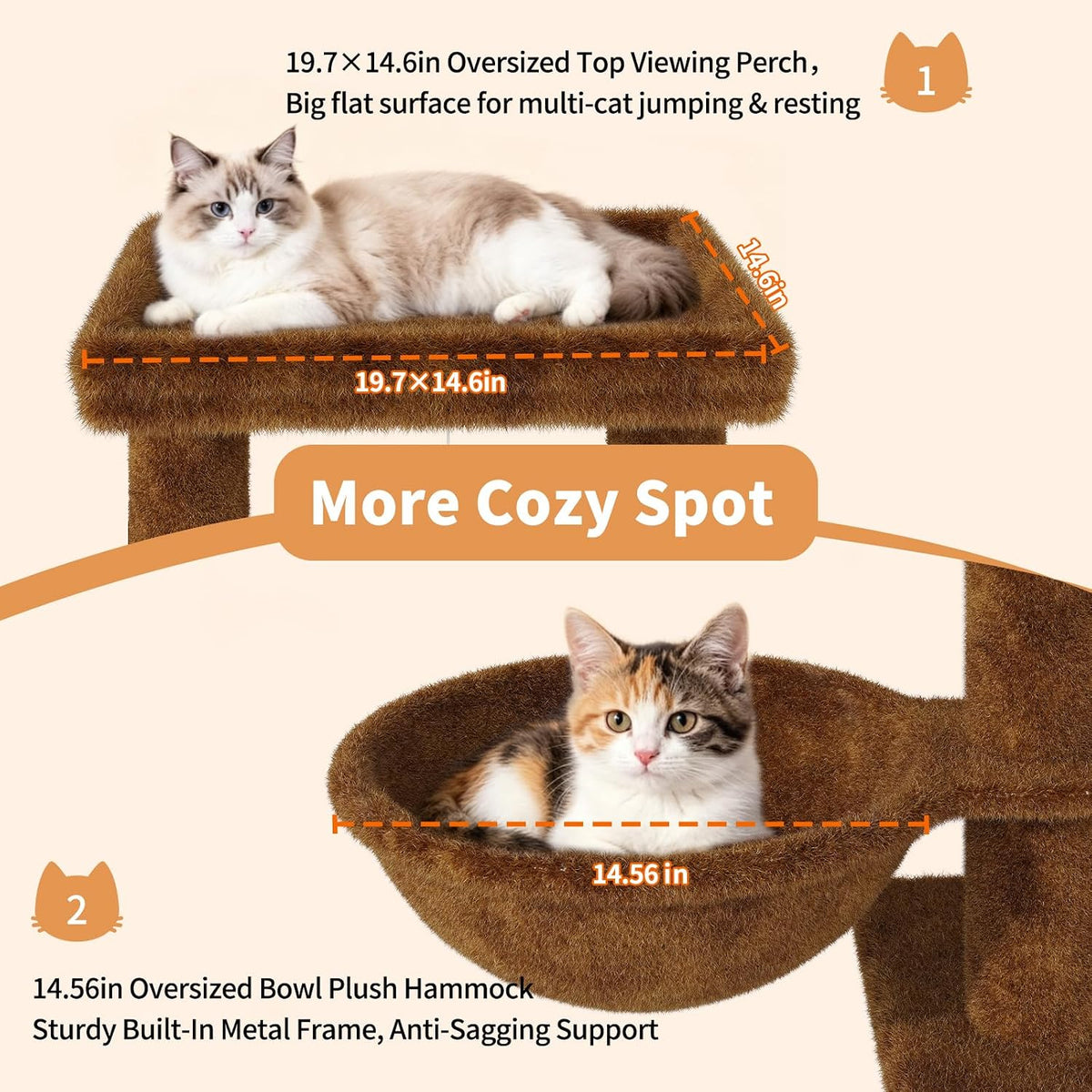 Halloween Cat Tree with Litter Box Enclosure, Hidden Litter Box Furniture with Cat Tower, Cat Tree with with Sisal Scratching Post,Hammocks,Condo,Multiple Platform,Soft Plush Perch, Hickory