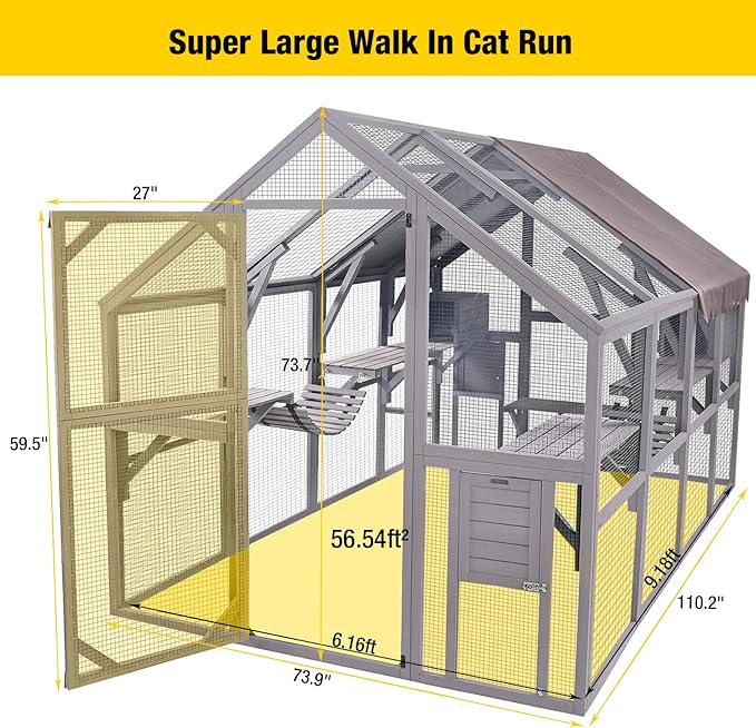 Aivituvin Extra Large Catio Outdoor Cat Enclosure Window Design - Image 6