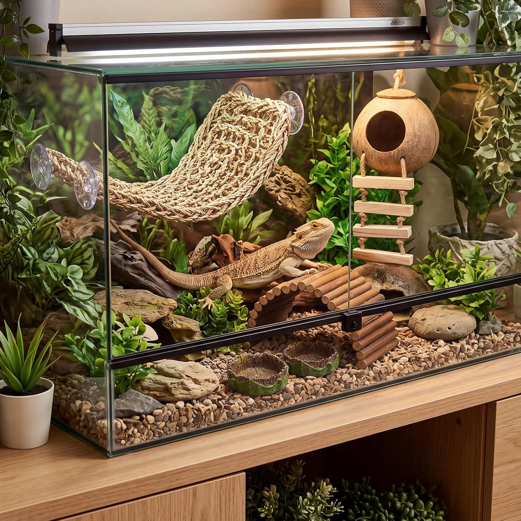 RattanView Bearded Dragon Tank Accessories Reptile Climbing Decor Hut