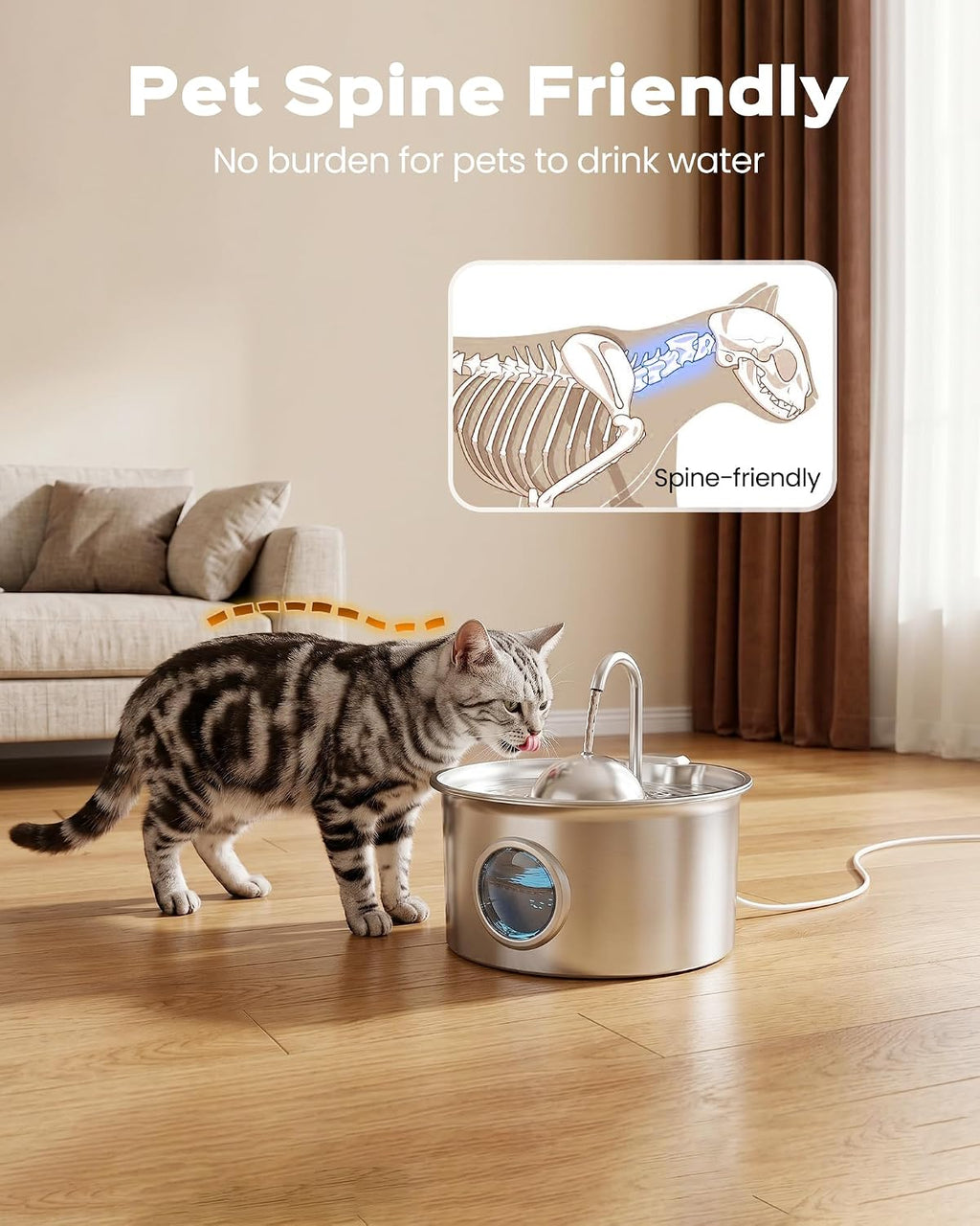 Cat Water Fountain Stainless Steel: Pet Water Fountains for Cats Indoor