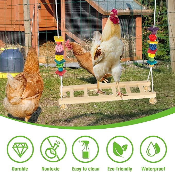 Jorewood Chicken Coop Swings, Outdoor Poultry Exercise Perch - Image 5