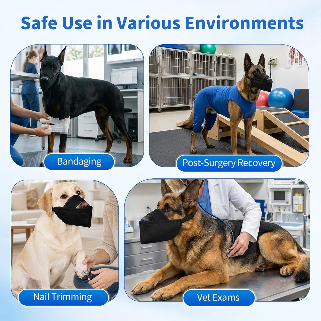 BARKLESS Soft Muzzle for Dogs, Front Opening Anti Licking Biting Muzzle