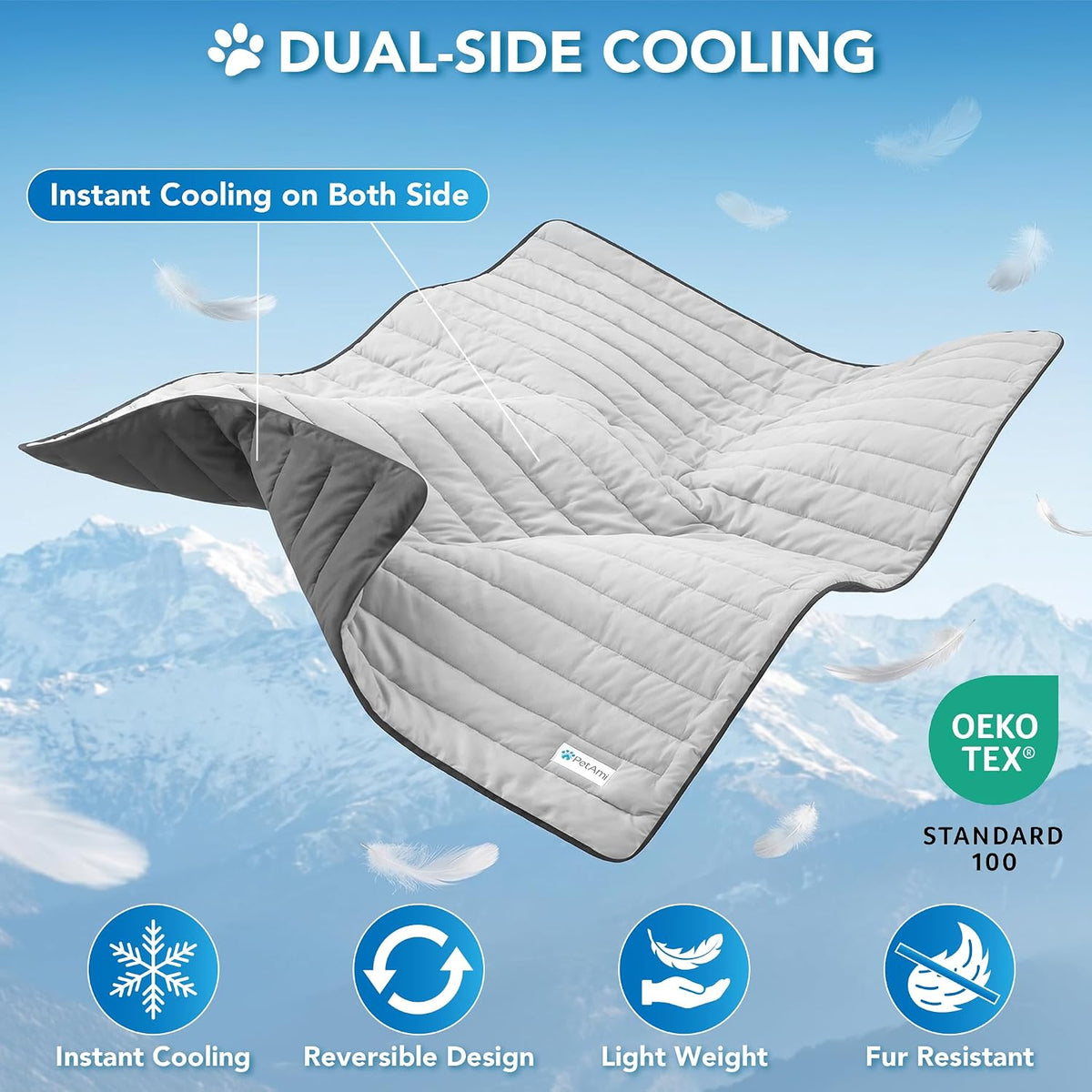 PetAmi Dog Cooling Mat Blanket Pet Pad for Small Medium Cat, Small, 24x32