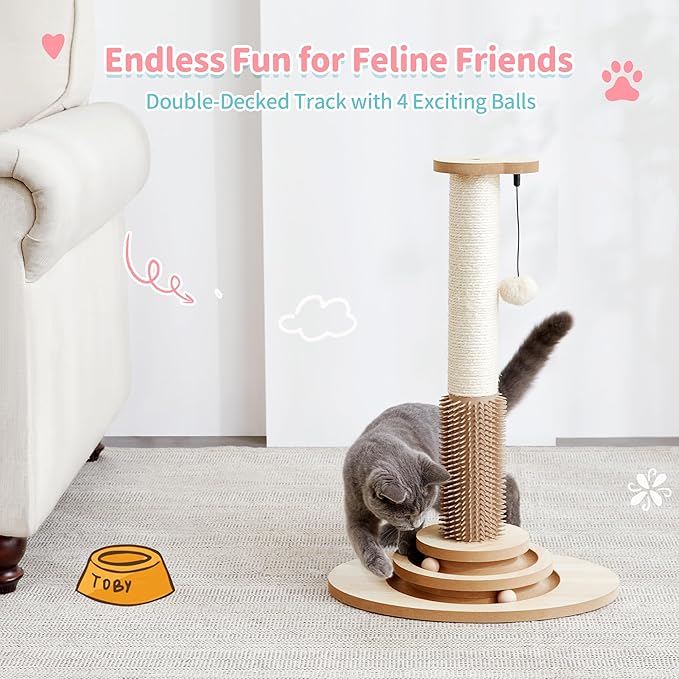 Made4Pets Cat Scratching Post, 4-in-1 Interactive Trackball Toys - Image 9
