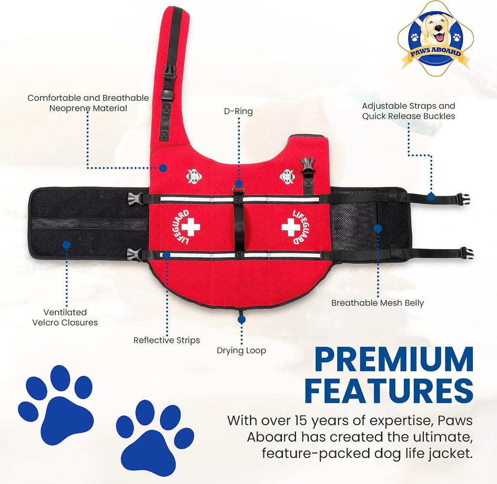 Reflective Dog Life Jacket with Handle (Red, X-Small)