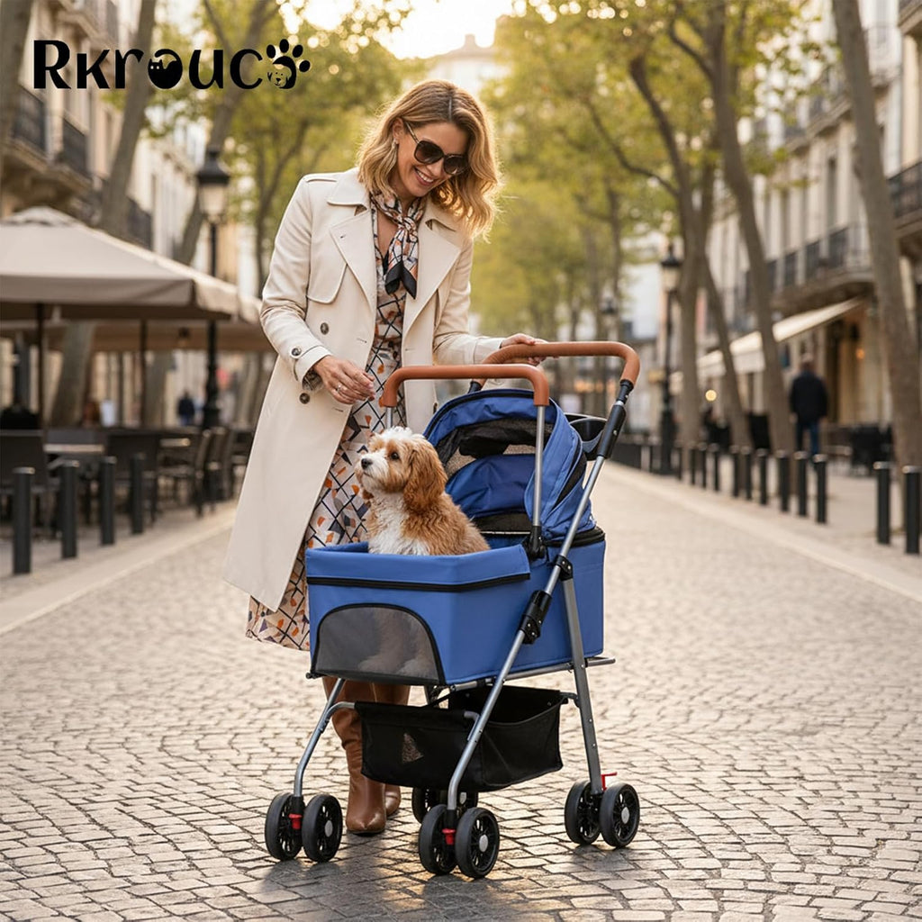 3 in 1 Pet Stroller for Dogs Cats Foldable Jogger with Detachable Carrier