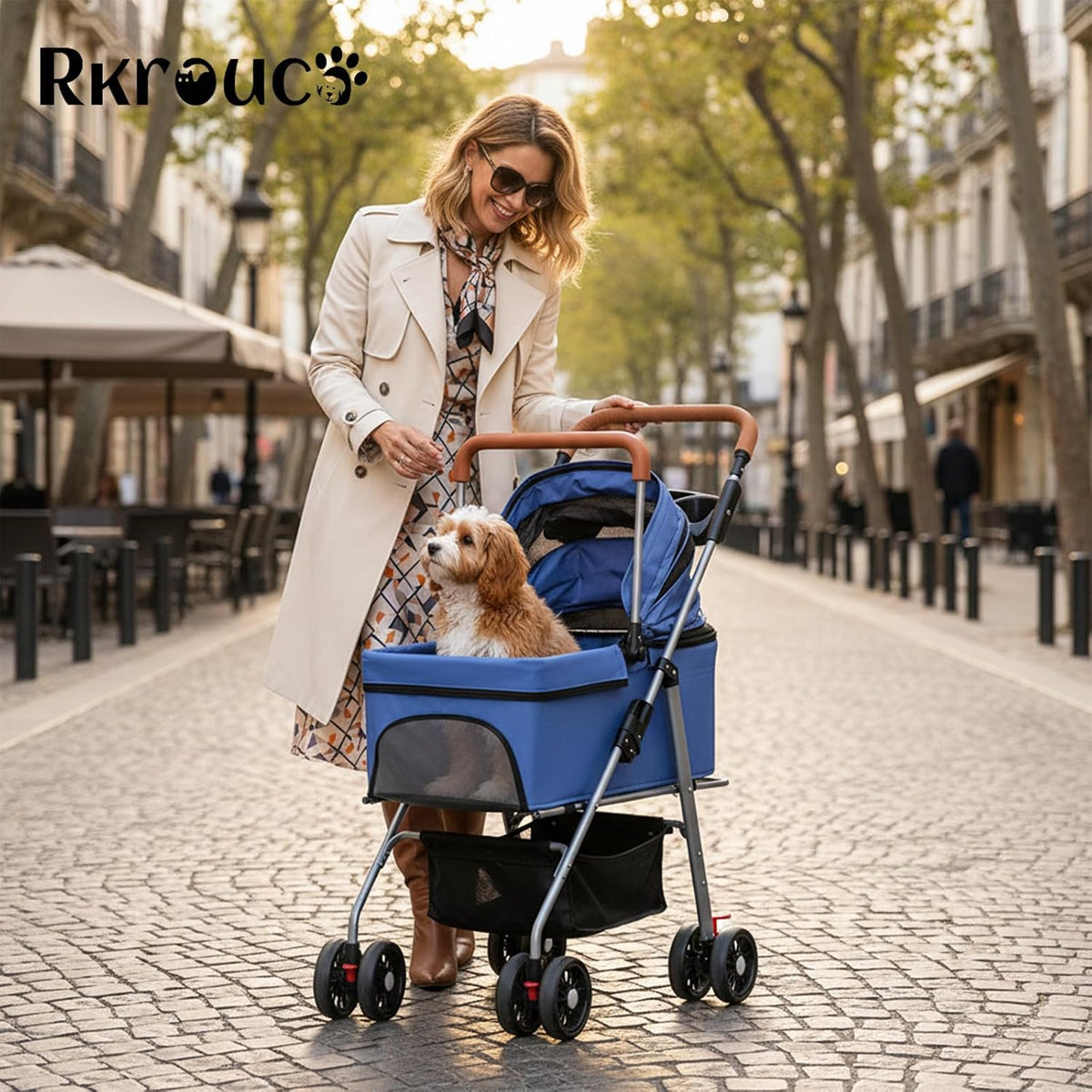 3 in 1 Pet Stroller for Dogs Cats Foldable Jogger with Detachable Carrier