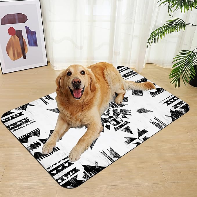 Black Boho Art Dog Food Mat–Christmas Stocking Absorbent Quick Dry Feeding - Image 7