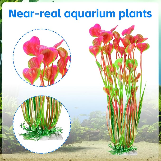 AQUANEAT Artificial Fish Tank Plants, Plastic Aquarium Accessories Large - Image 2