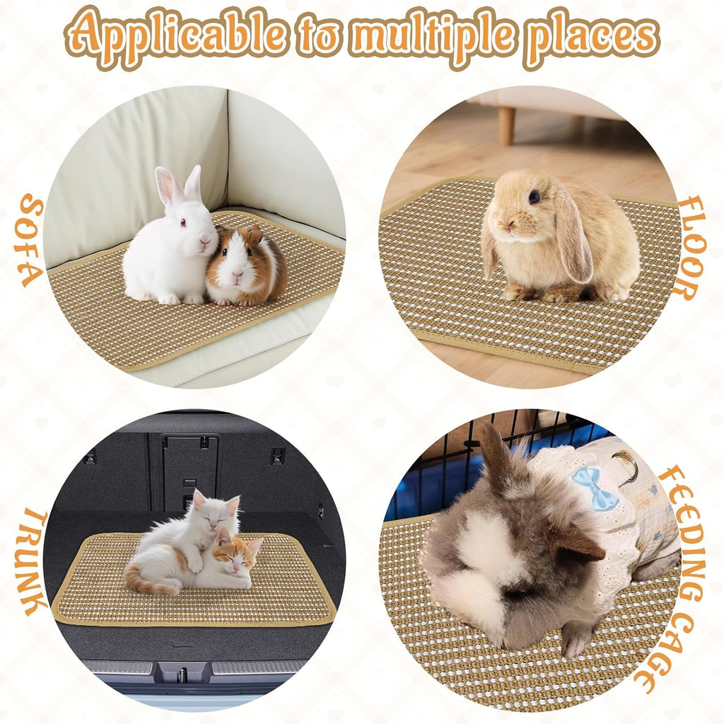 Rabbit Scratching Pad, Sisal Scratching Pad for Bunny, Guinea Pig, Cat. Resting Mats for Cages, Forage Grass Mat Indoor Essentials Accessories (4PCS)