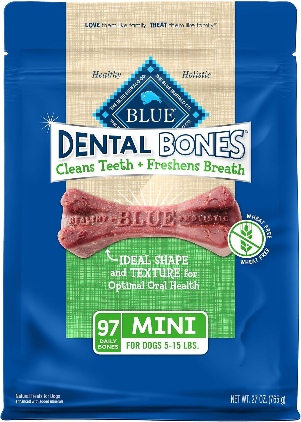 Blue Buffalo Mini Dental Bones, 27 oz, 97 Mini Bones